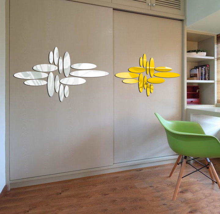 Oval Acrylic Mirror Home Wall Sticker Background Wall Decoration