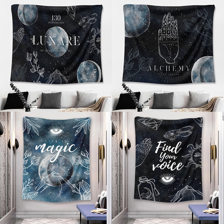 Line Moon Tapestry Wall Decor  Mounted