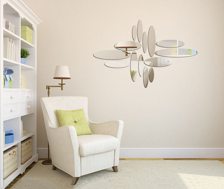 Oval Acrylic Mirror Home Wall Sticker Background Wall Decoration