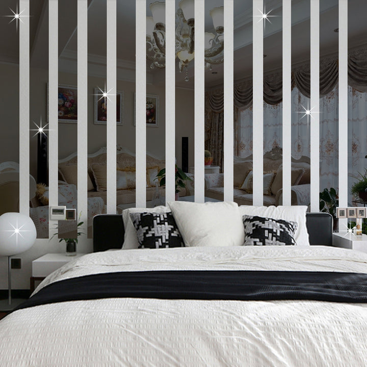 Striped Smooth Background Wall Modern Home Mirror Sticker
