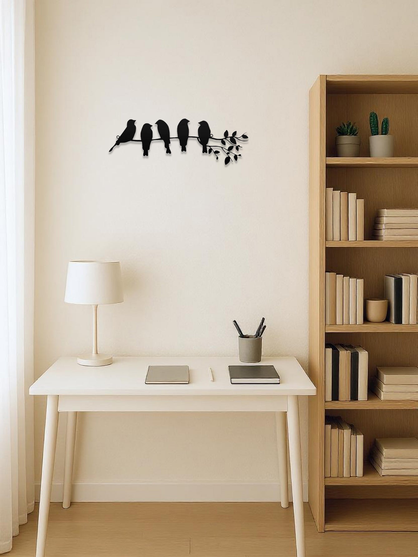 1PC Metal Bird Wall Art,Wall Ornament,The Leaves With Birds Sculpture Wall Decor