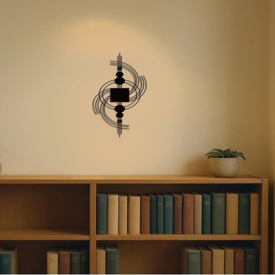 1PC Modern Geometric Metal Wall Art - Circular & Square Abstract Wall Sculpture - Minimalist Home Decor For Living Room, Bedroom, Bathroom, Kitchen - Trendy Housewarming Gift, Halloween Decor, Wall Ha