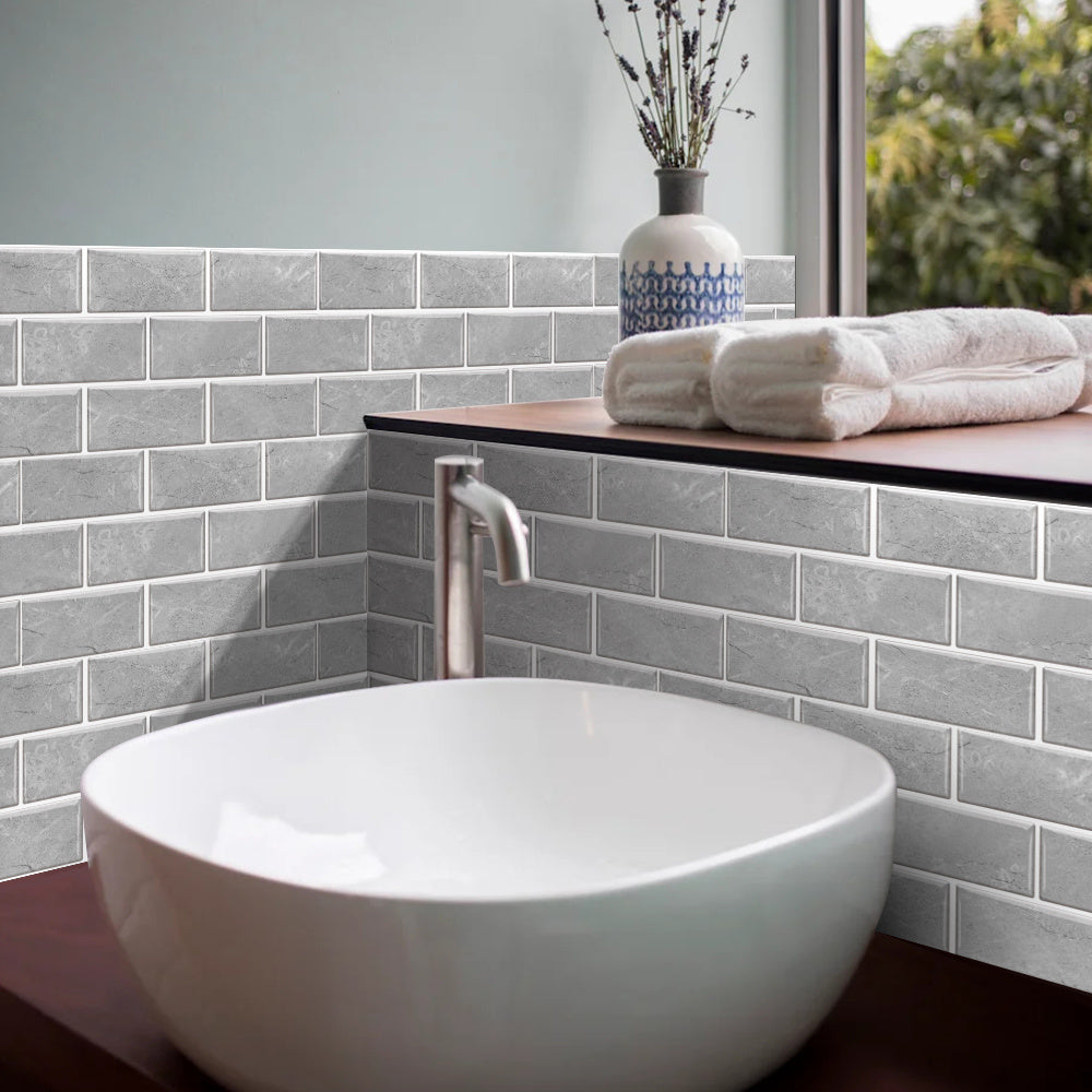 Gray Marble Pvc Wall Stickers Tile Paste Peel And Stick Wallpaper Self-Adhesive Waterproof And Oil-proof Kitchen Bathroom DIY Modern Style Wall Stickers Wall Decor