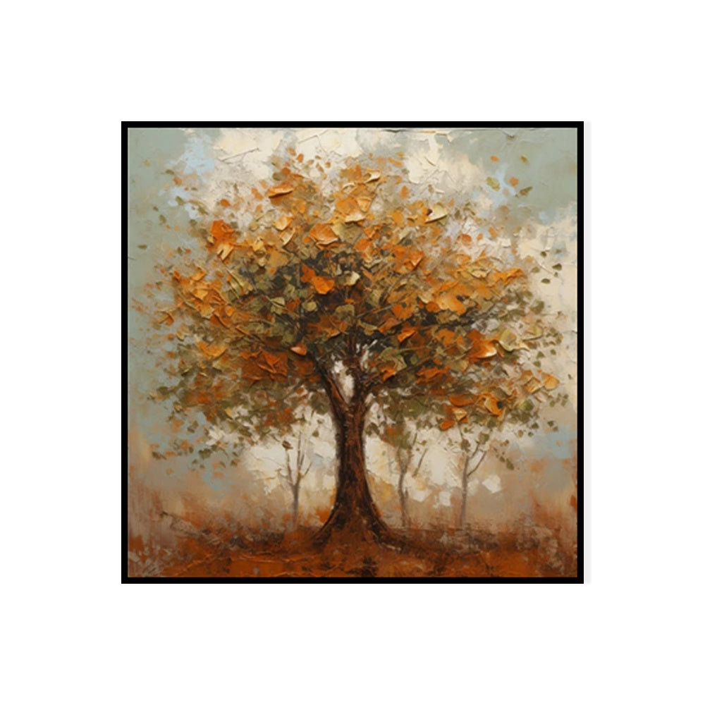 Handmade Oil Painting Canvas Wall Art Decoration Modern Orange Autumn Trees Abstract Square Home Dining Room Bedroom Decor Rolled Frameless Unstretched Painting
