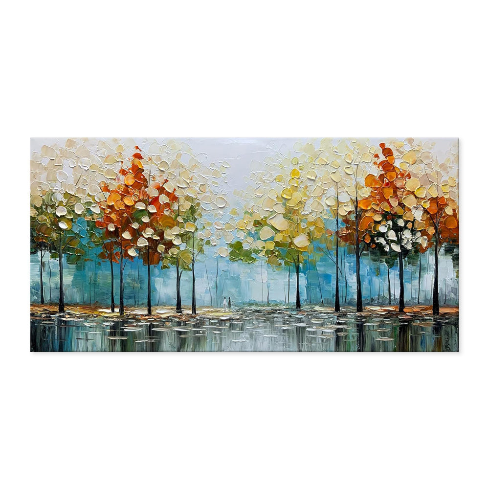 Large Handpainted Palette Knife Tree Oil Painting On Canvas Modern Abstract Landscape Art Poster Wall Pictures Home Decor