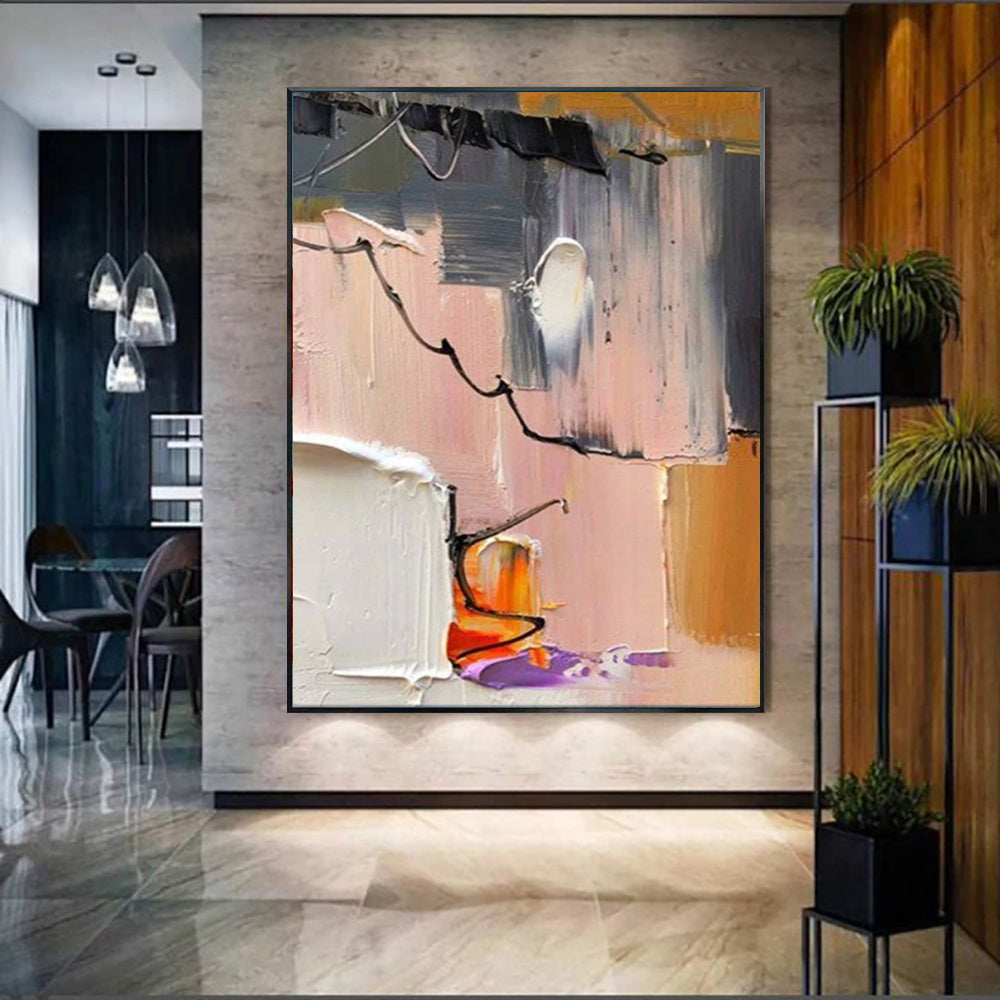 Modern Light Luxury Thick Oil Knife Oil Painting On Canvas Handmade Modern Abstract Wall Art Screen Partition Living Room Entry Home Decor Blocking Dining Painting
