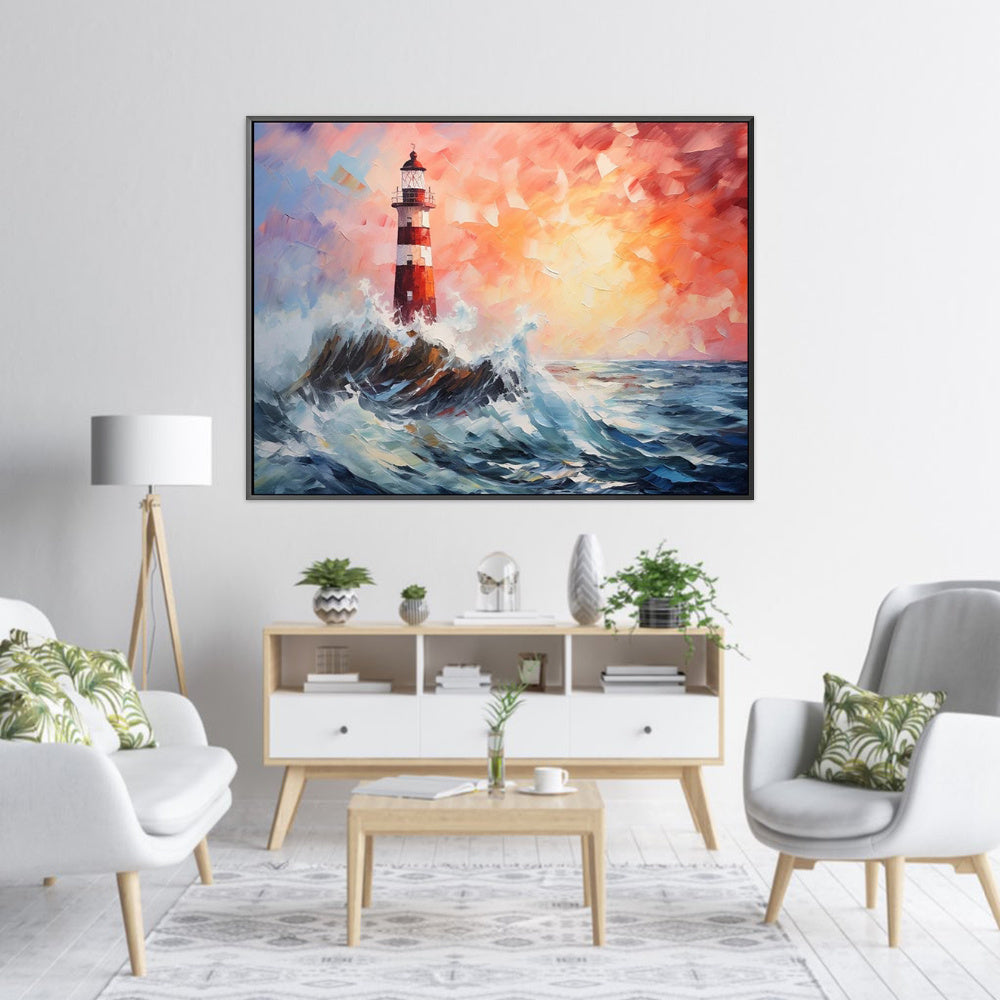 Handmade Oil Painting Canvas Wall Art Decoration Modern Abstract Lighthouse Landscape For Home Decor Rolled Frameless Unstretched Painting