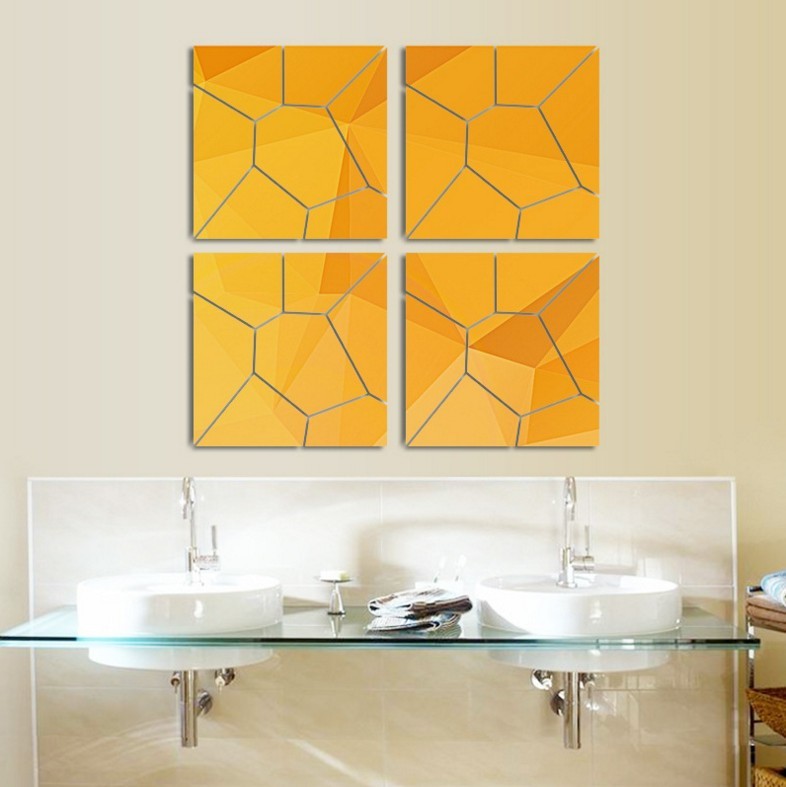 Home Decoration Geometric Puzzle Combination Mirror Wall Stickers Bedside Ice Crack
