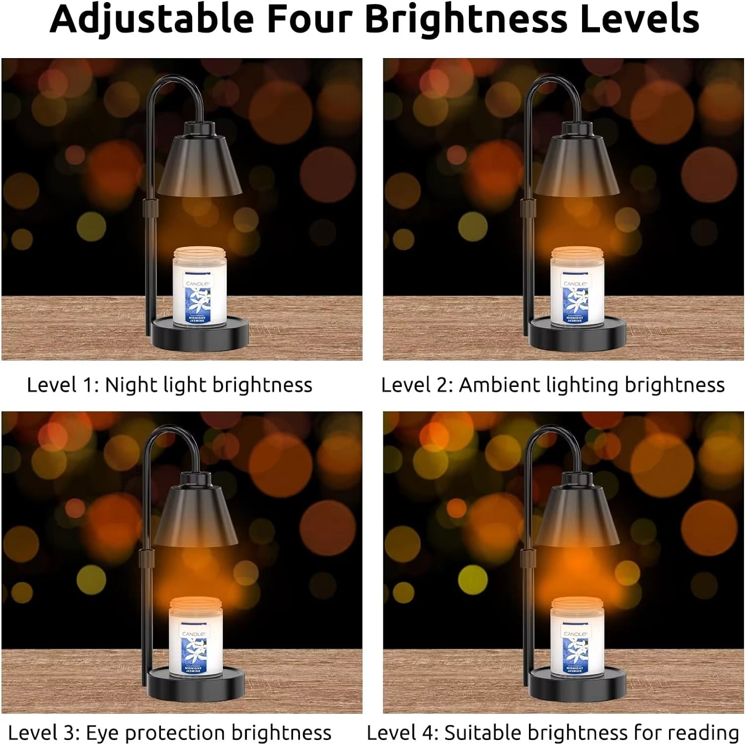 Candle Warmer Lamp Timer, Dimmable Adjustable Height Wax Melt for Large 3 Wicks Scented Candles (Up to D-4/H-6.6 Inches)