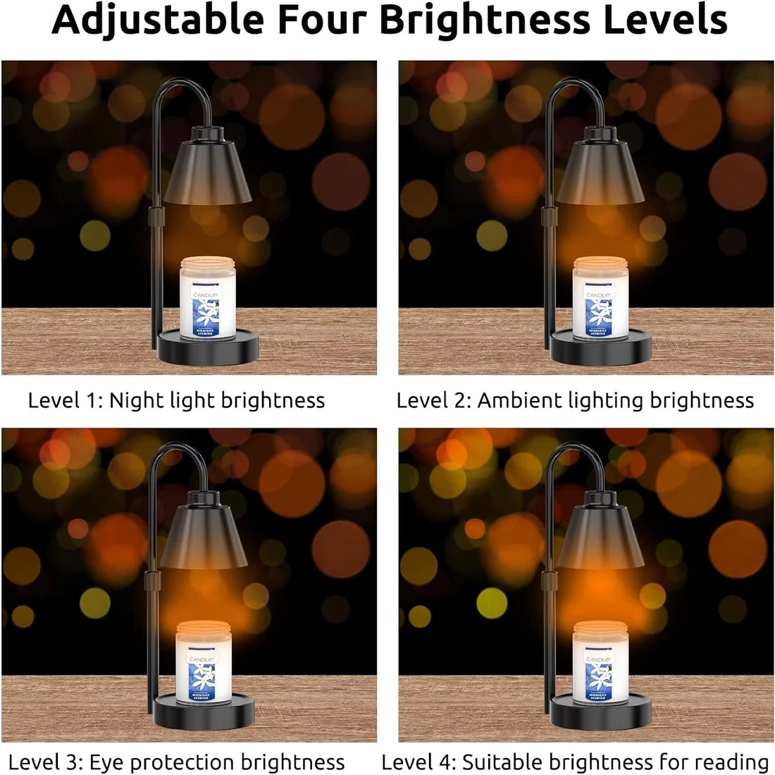 Candle Warmer Lamp Timer, Dimmable Adjustable Height Wax Melt for Large 3 Wicks Scented Candles (Up to D-4/H-6.6 Inches)